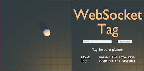 The left and right sides are separate instances of the WebSocket Tag game, each connected to the API Gateway WebSocket API. The player actions are passed via WebSocket messages.