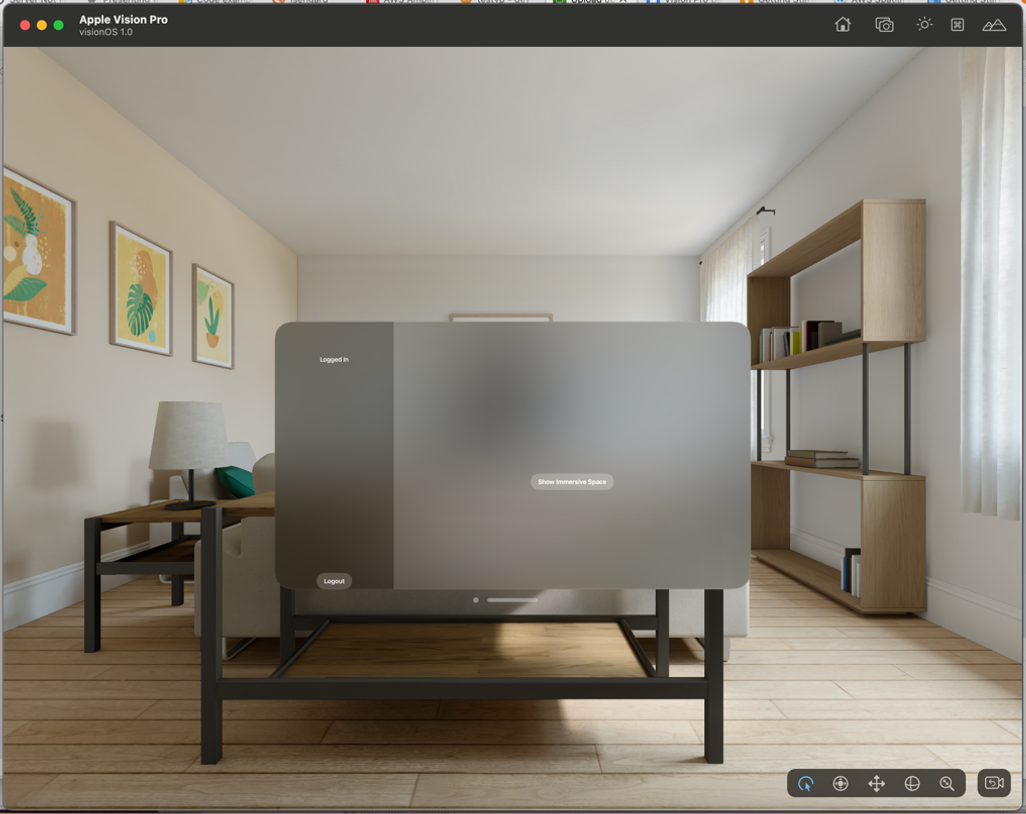 Simple home screen of Vision Pro application after login.