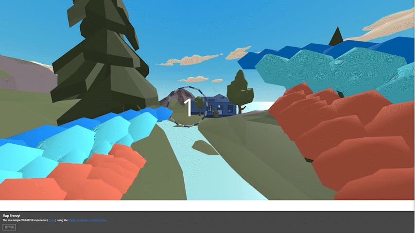 An animated GIF of Flap Frenzy. The player is flapping their wings while traversing a cartoon-like terrain.