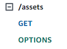 A screenshot of the API Gateway asset management GET route.