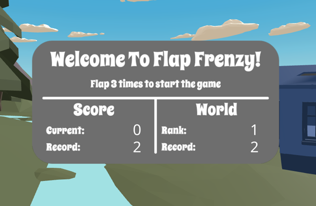 A leaderboard showing the player's high score and the world record.