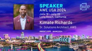 A headshot of Solution Architect Kimate Richards promoting his session at AWE 2024