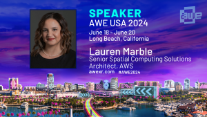 A headshot of Solution Architect Lauren Marble promoting her session at AWE 2024