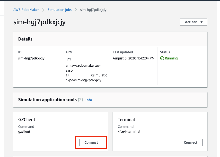 Simulation job detail page