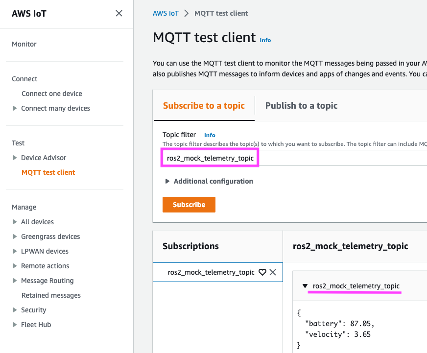 ROS2 Mock Telemetry Topic