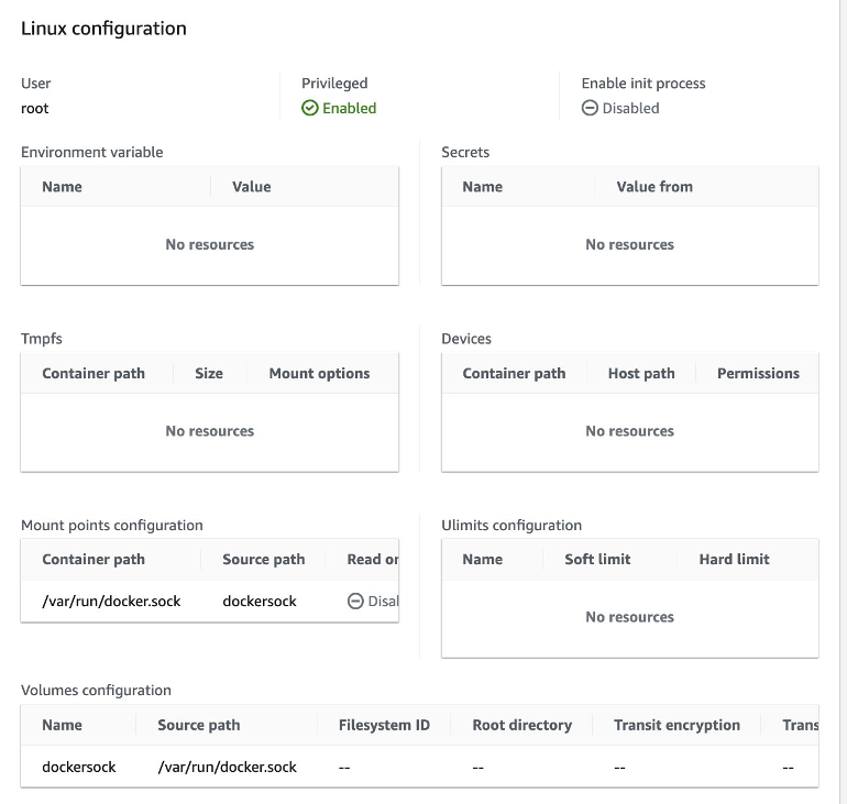 Console screenshot of Linux configuration.