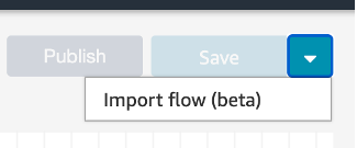 Screenshot of the Amazon Connect import flow menu option.