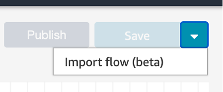 Screenshot of the Amazon Connect import flow menu option.
