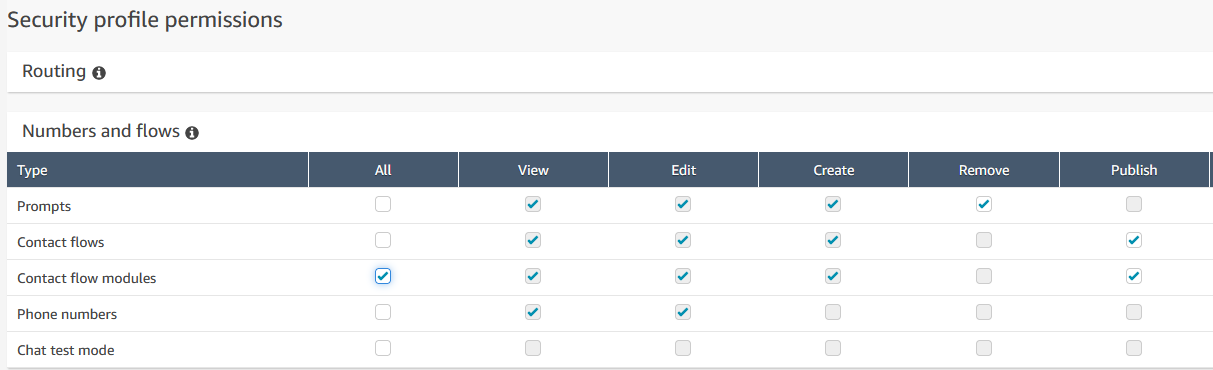 Security profile settings