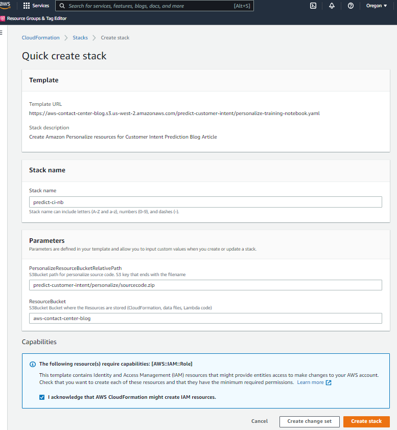 create CloudFormation stack