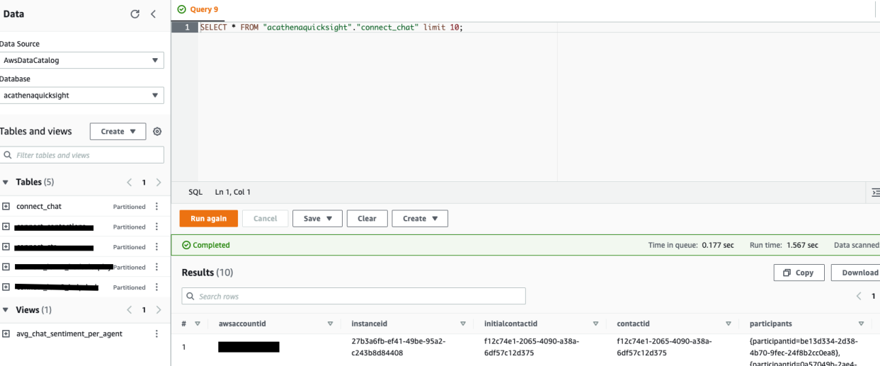 Screenshot showing query gives the results in the result section