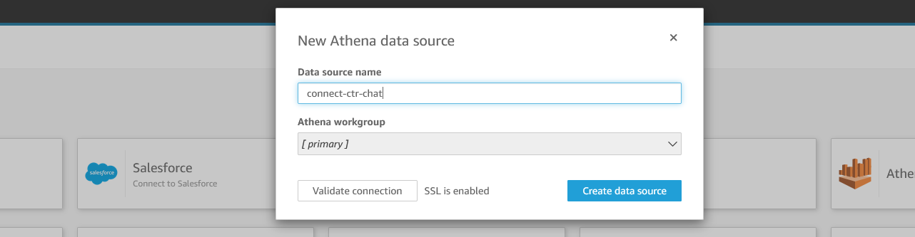 screenshot for Pop up to enter the Data source name and create data source button