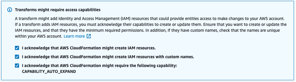 check stack options for acknowledgement