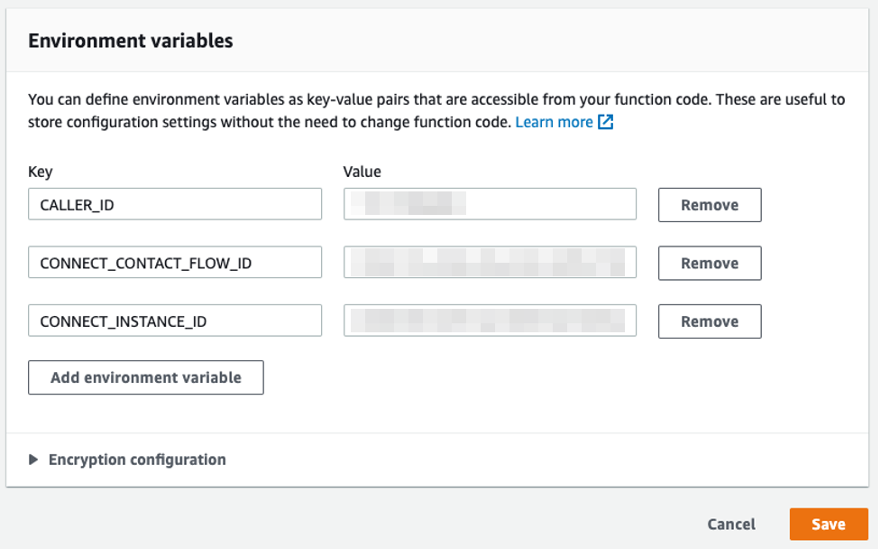 Lambda Environment variables