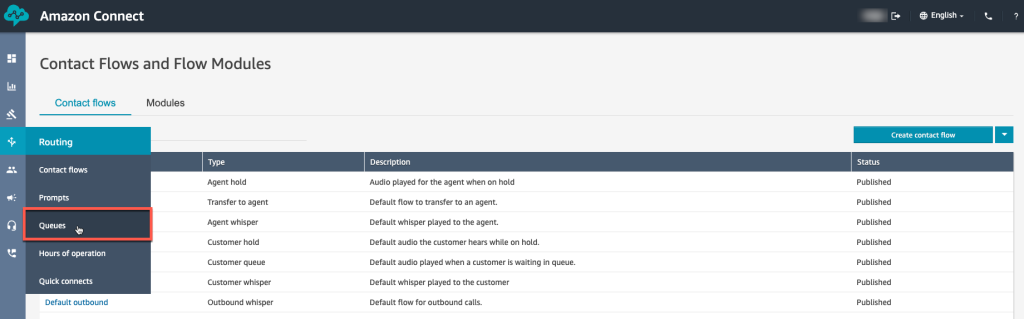 Access your queues in the Amazon Connect menu