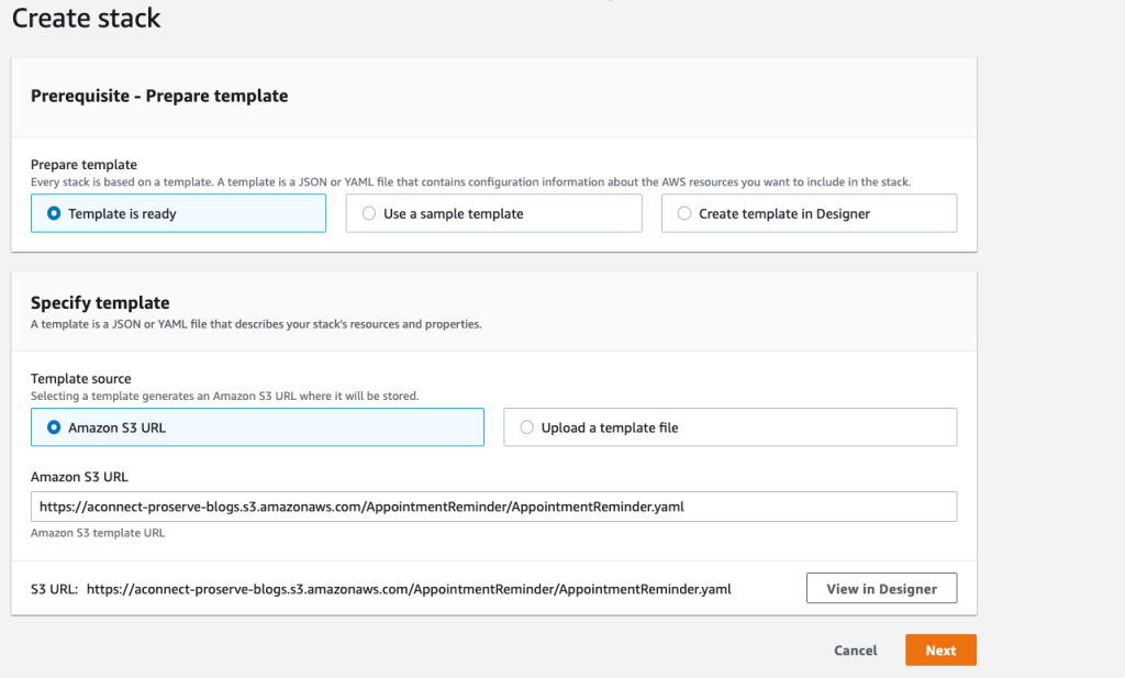 Create Stack - Initial Screen