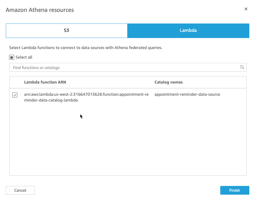 QuickSight - Lambda Permissions for Athena