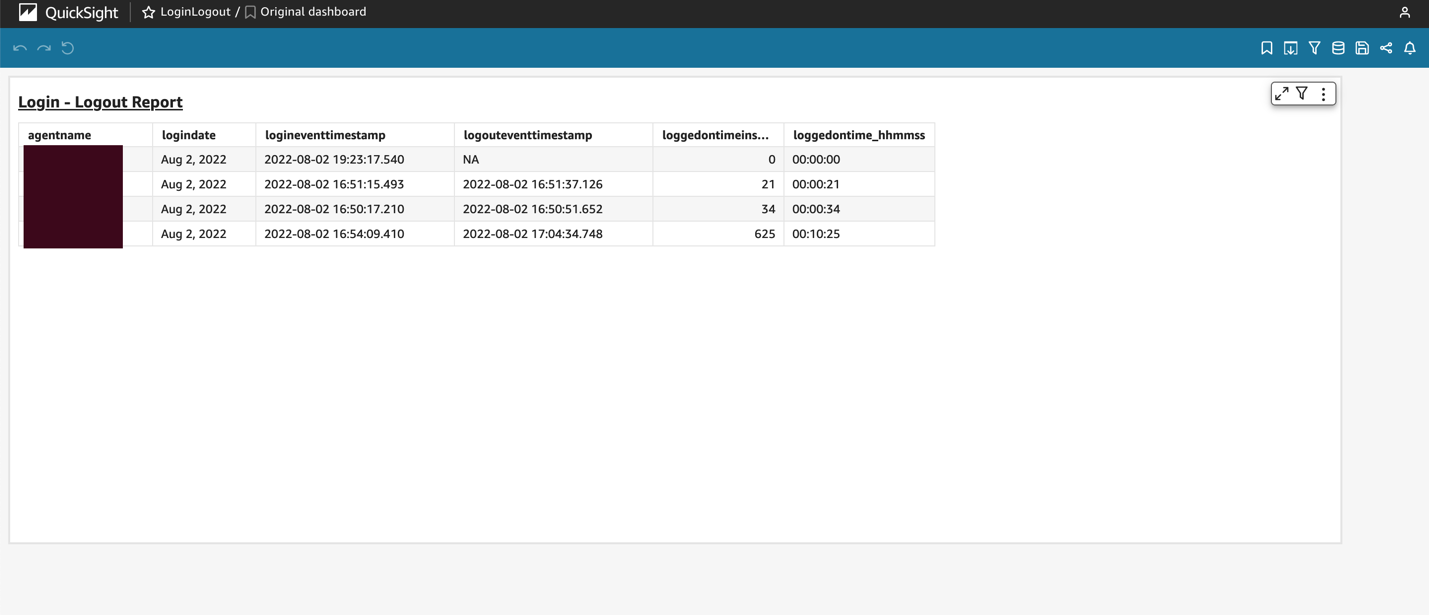 The login-logout report screen shot