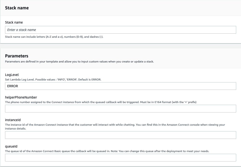 Screenshot for the CloudFormation template