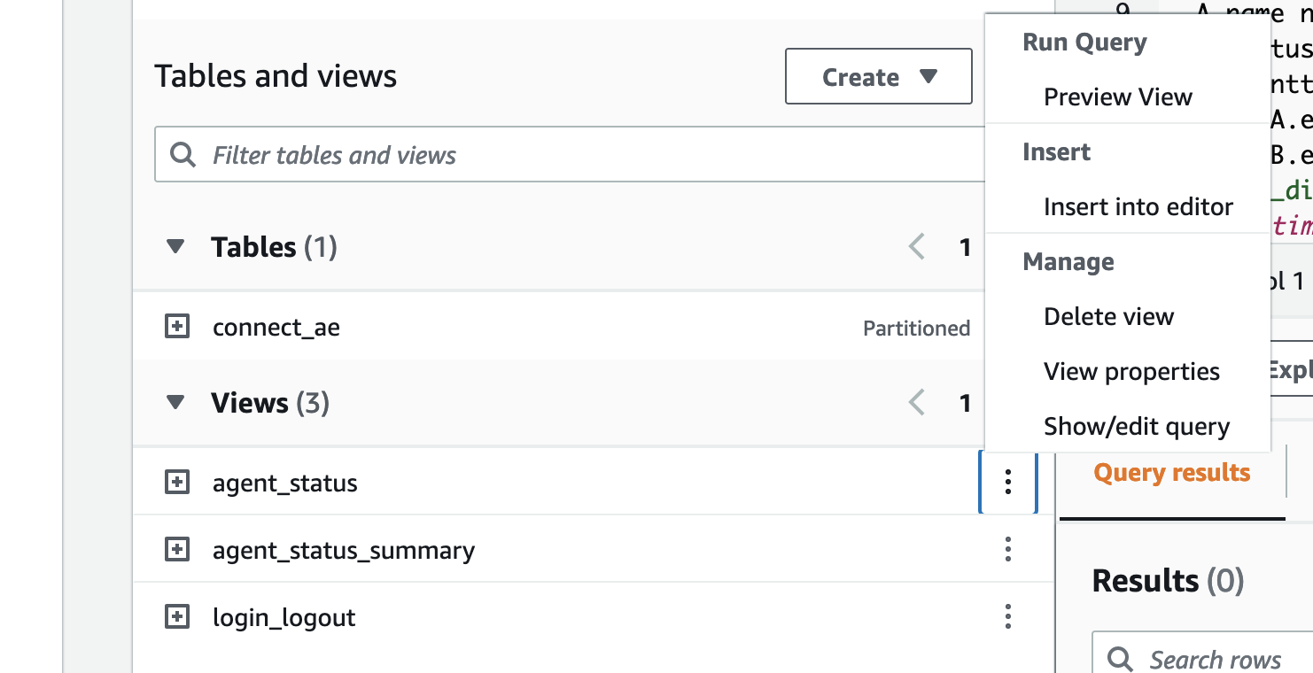 Athena table screenshot