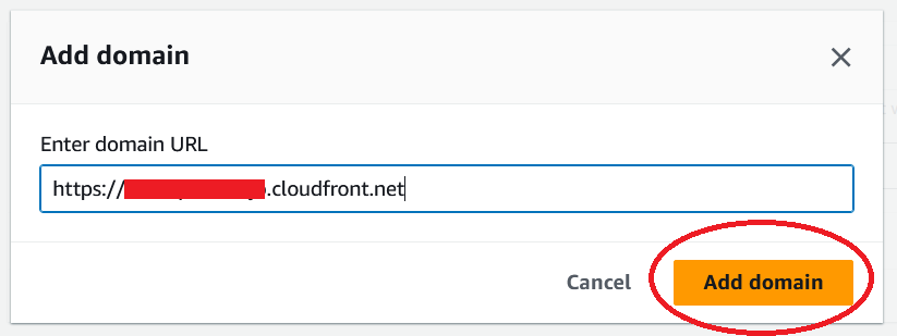 Figure 9. Adding your CloudFront URL domain