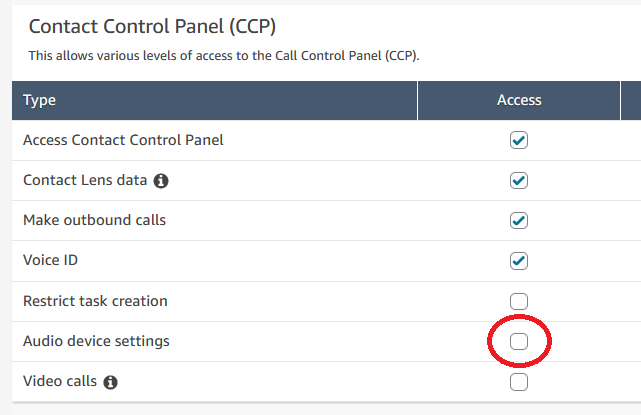 Figure 12. CCP Audio device settings