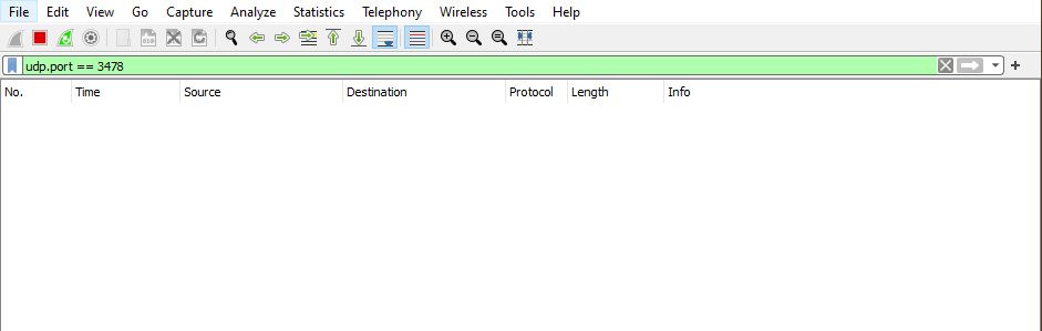 Figure 21. Wireshark protocol and port filter.