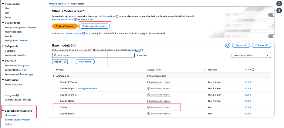 Figure 3: Claude model access