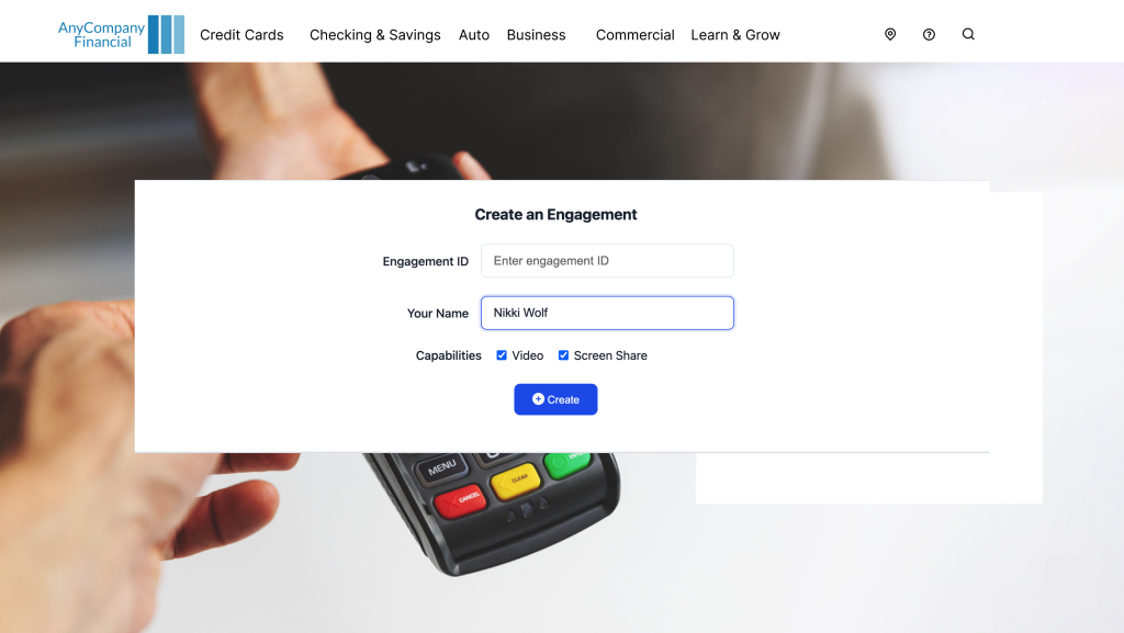 AnyCompany Financial website to create a multi-user engagement