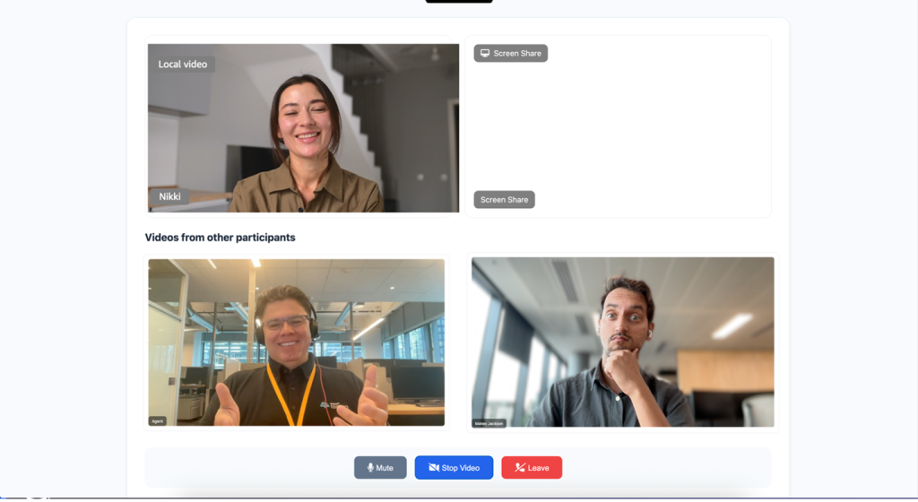 Multi-customer and agent video interaction