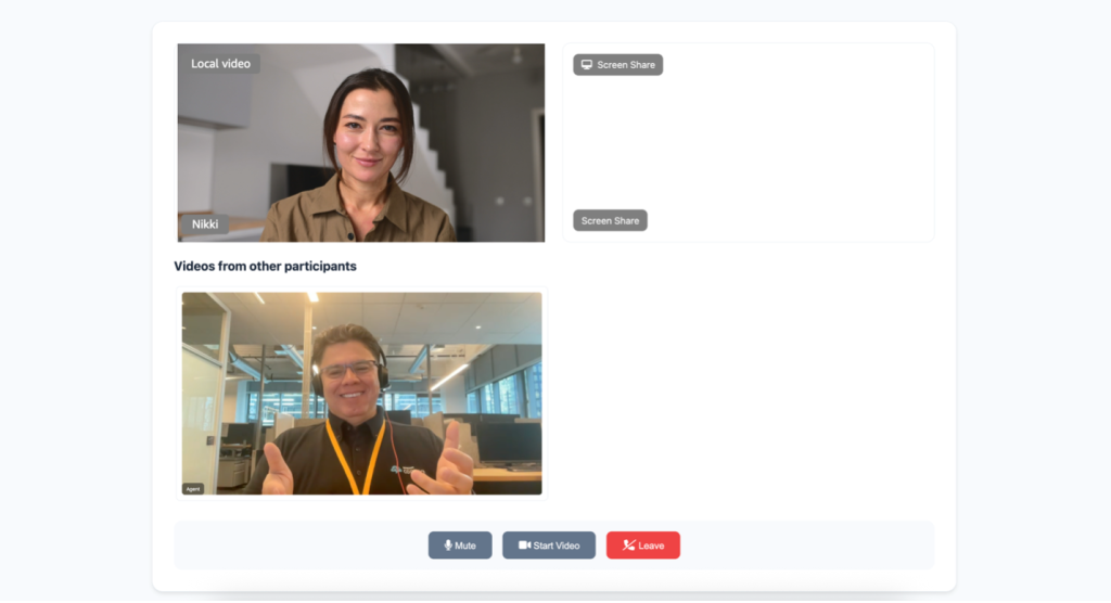 First customer and agent video interaction