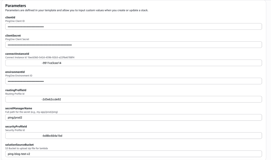 Figure 7: Provide CloudFormation parameters