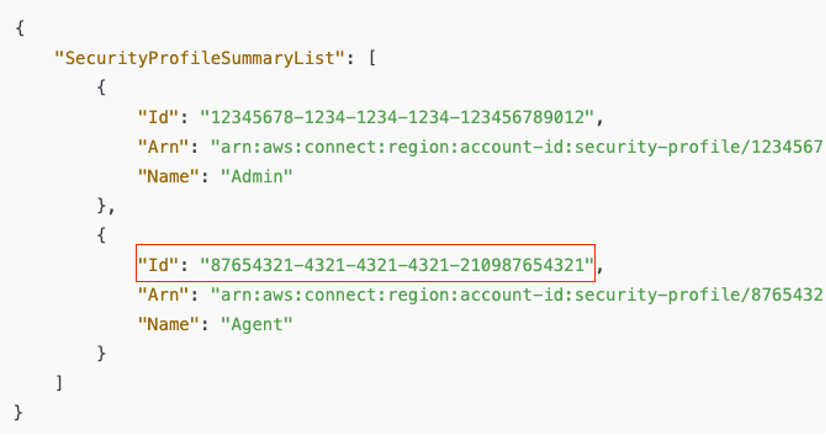 Figure 9: An example of list-security-profile output