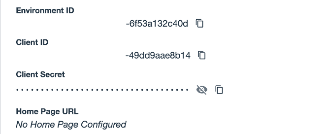 Figure 6: Obtain client ID, secret and environment ID from PingOne