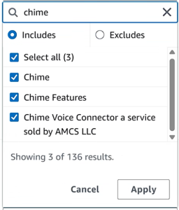 Example list of AWS services related to Amazon Chime SDK