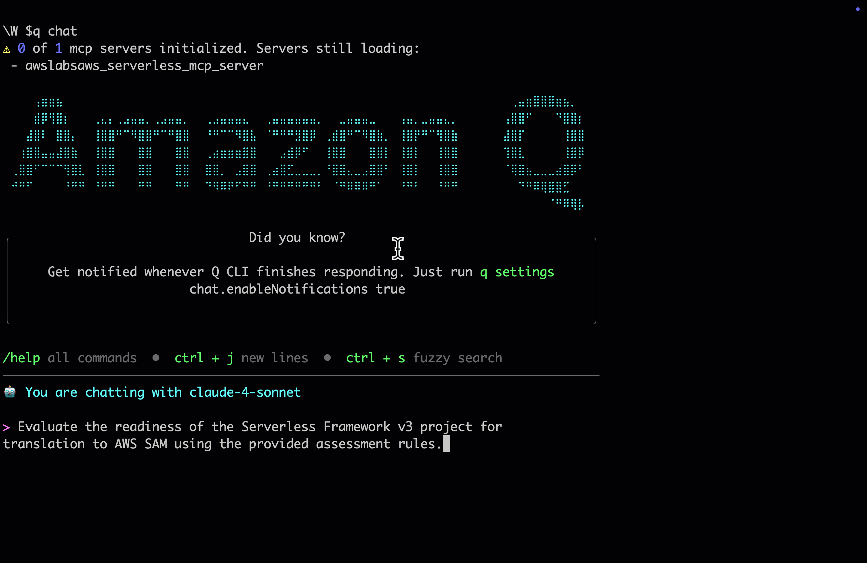 Figure 3. Assessment step using Amazon Q Developer