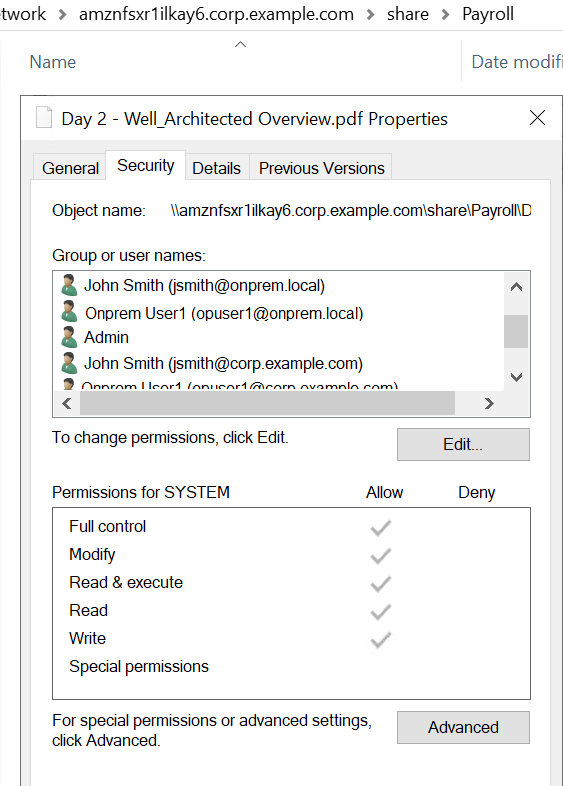 Payroll properties screenshot
