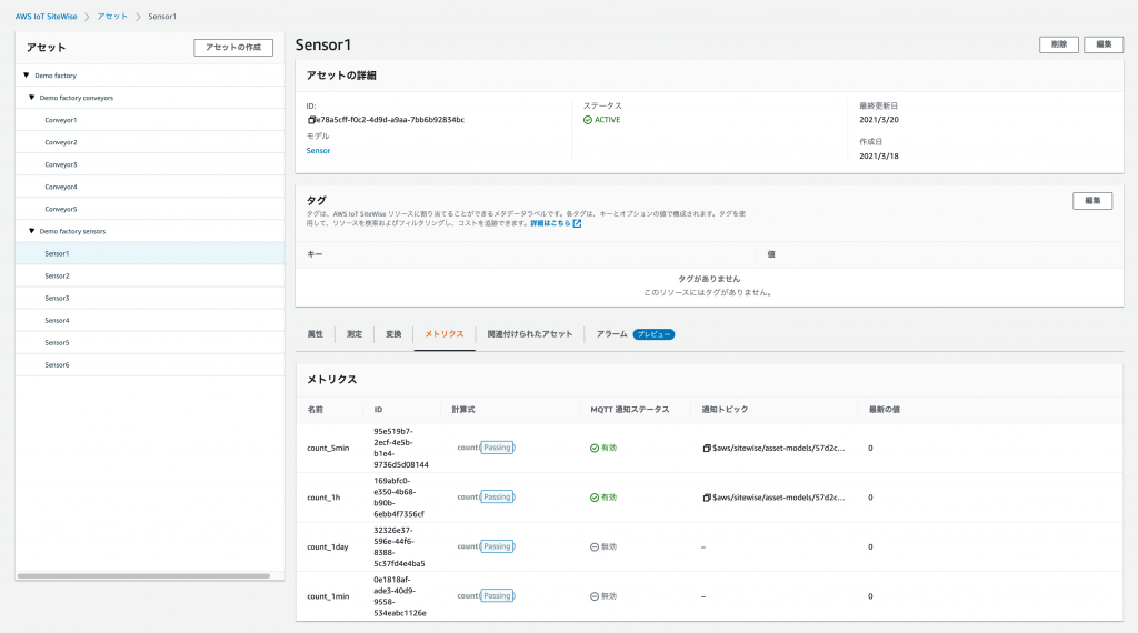 SiteWise アセットの定義