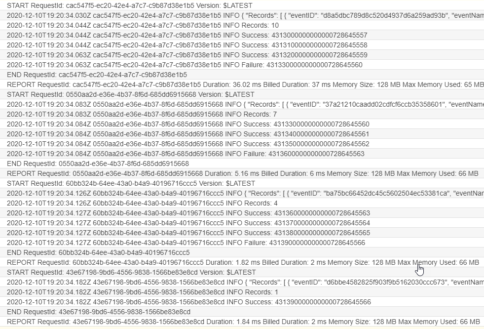 Lambda function logs