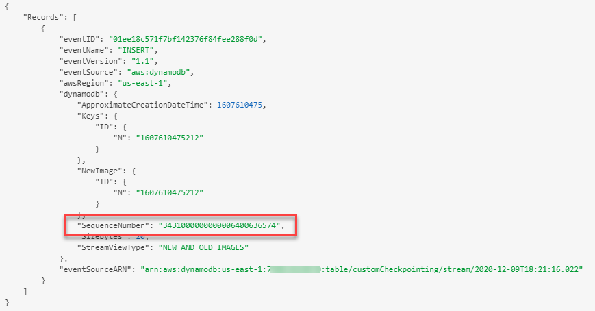 Item sequence number in event