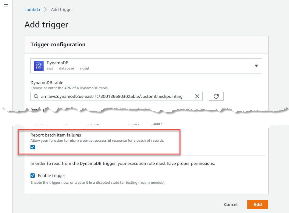 Add trigger settings