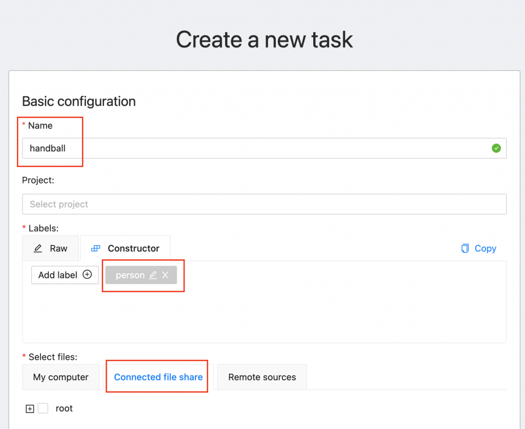 CVAT create a new task