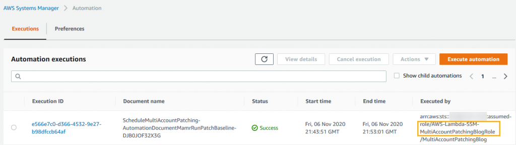 Automation の実行と実行ロール