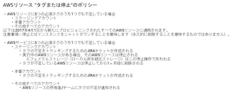 タグが不足している場合に、どのような振る舞いをするかポリシーを定義します。