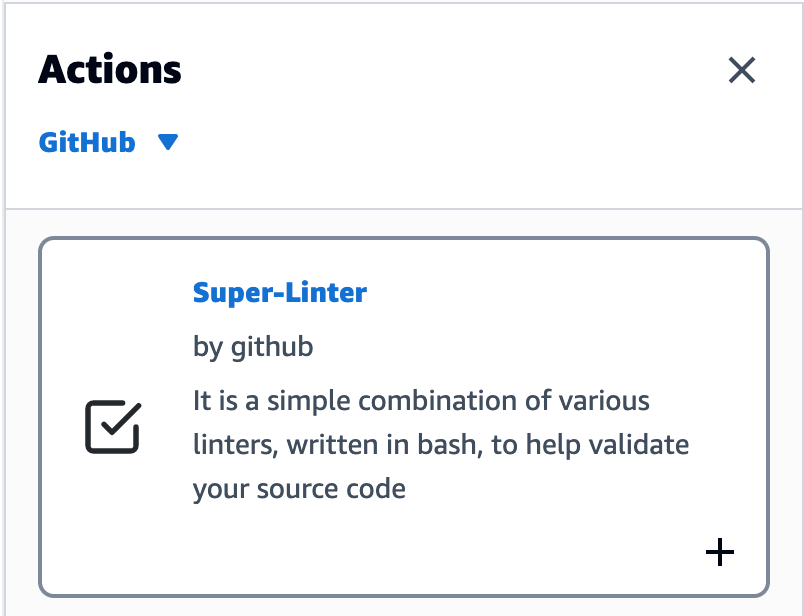 Super-Linter の追加画面