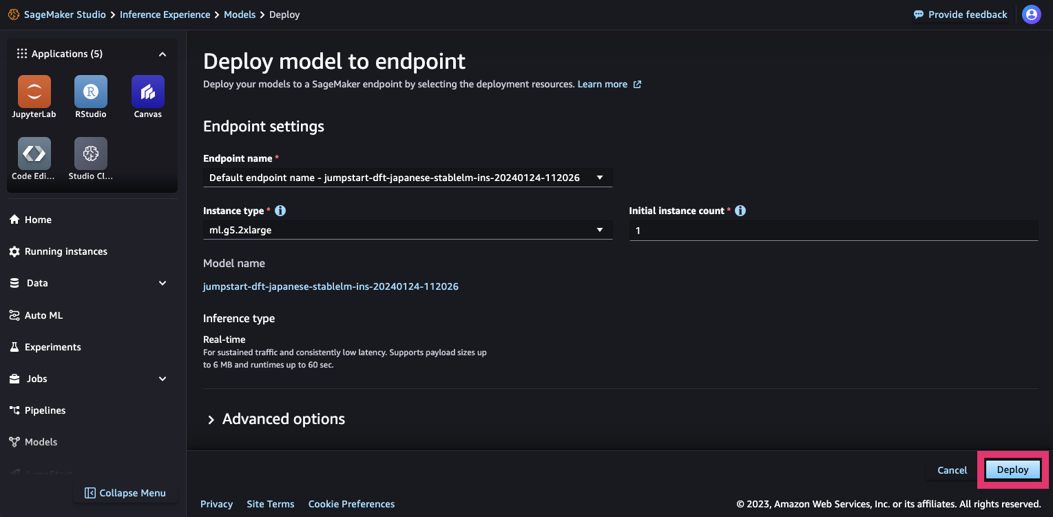 deploy model to endpoint