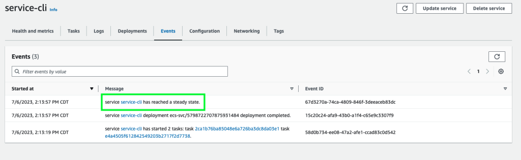 ECSサービスのイベント
