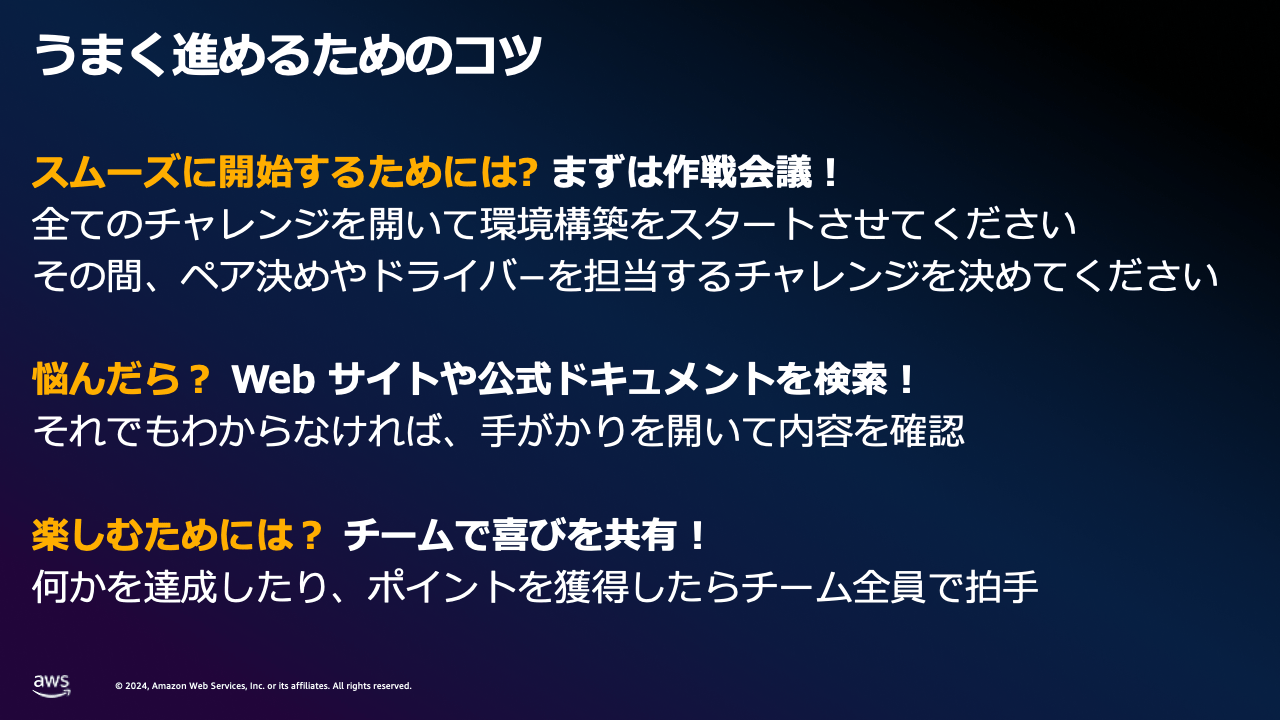 AWS Jam うまく進めるためのコツ