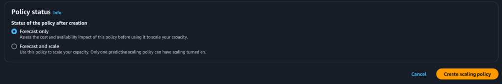 「予測のみ」モードと「予測とスケール」モード