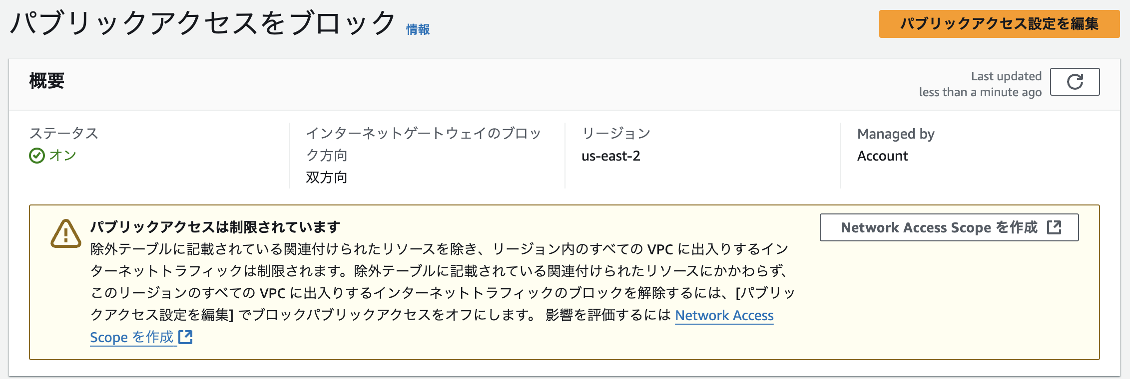 図9. Block Public Access がオン